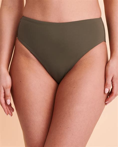 Sea Level Essentials Eco Retro High Waist Bikini Bottom Khaki