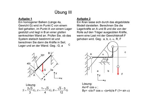 Tm Uebung Iii Tutorium Technische Mechanik Teil Studocu