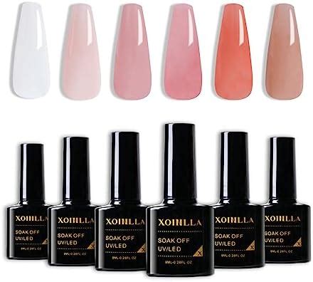 Amazon XOINLLA Nude Gel Nail Polish Kit Colors Jelly Sheer Nude Milky White Pink Set