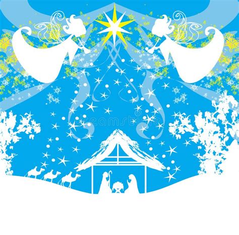 Biblical Scene Birth Of Jesus In Bethlehem Stock Vector