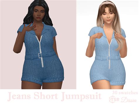 Jeans Short Jumpsuit 30 Swatches Base Game Compatibile Custom Thumbnail