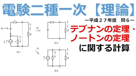 【電験二種一次 理論 （平成27年 問6）】テブナンの定理・ノートンの定理に関する計算（過去問徹底解説） Youtube