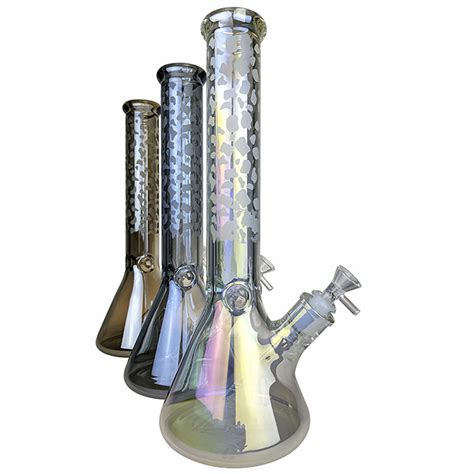 Electro Plated Etched Beaker Water Pipe With M Bowl Glass