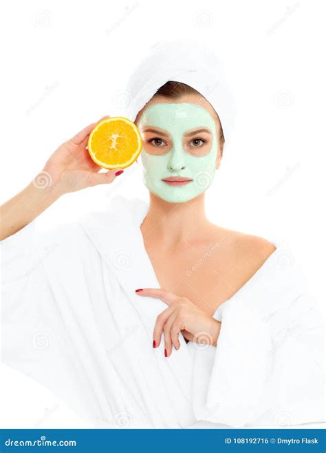 Beautiful Woman Is Getting Facial Clay Mask Beauty Cosmetics Body