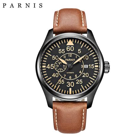 Parnis relojes mecánicos de 44mm para hombre Miyota 8217 Jewels reloj