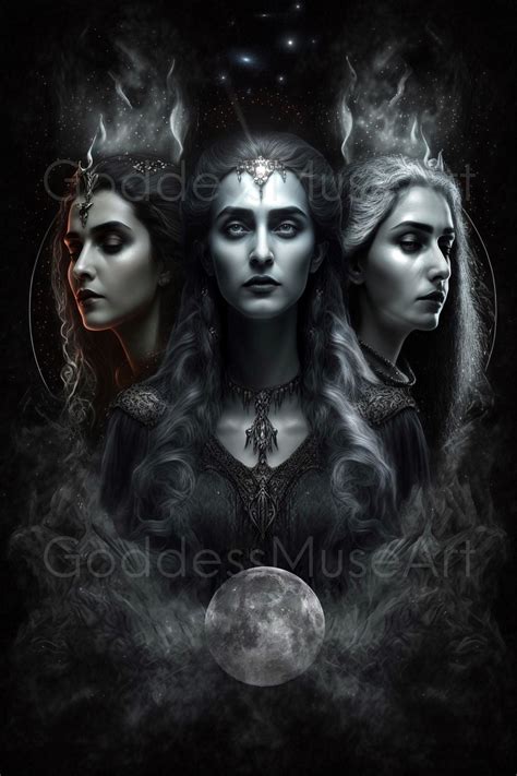 Hecate Art Digital Download Triple Goddess Greek Print Full Moon Witch