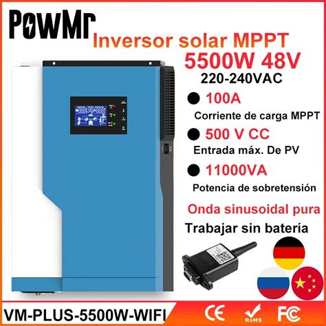 PowMr Inversor Solar híbrido dispositivo de onda sinusoidal pura con