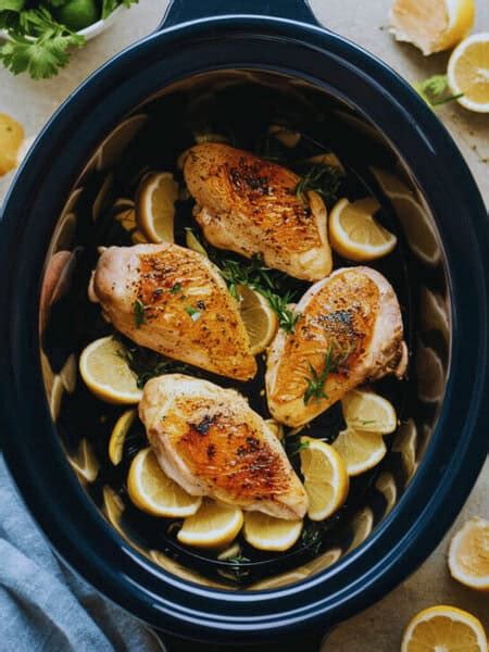 Simple Crockpot Lemon Garlic Chicken Breast Recipe