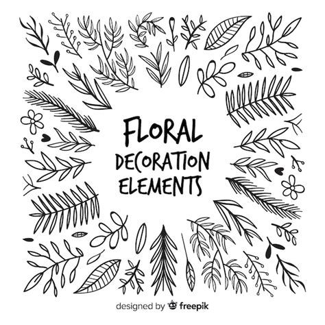 Elementos De Decoraci N Florales Dibujados A Mano Vector Gratis