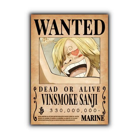 Placa Decorativa One Piece Sanji Wanted Recompensa Poster Quadro Em Mdf