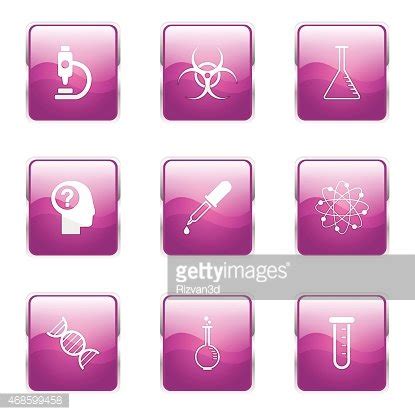 Science Instruments Square Vector Pink Icon Design Set Stock Clipart