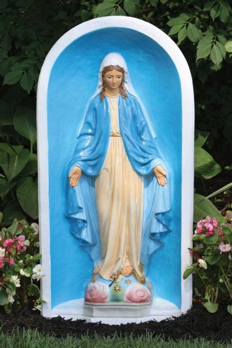 Blessed Mother Mary In Grotto Statue Colored Blessed Mother Mary