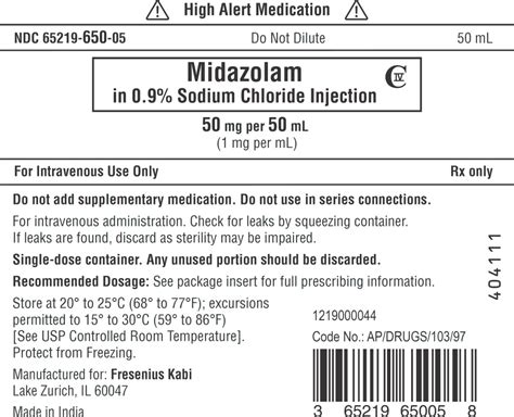 Dailymed Midazolam In Sodium Chloride Injection Solution