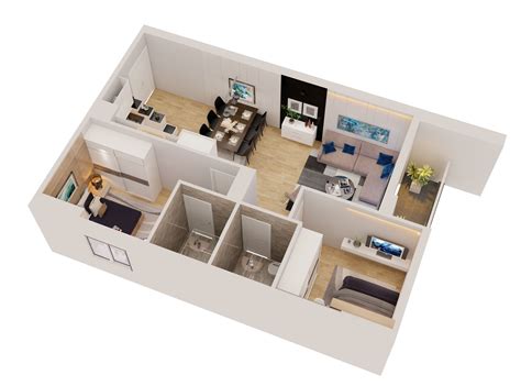 Cutaway Apartment Full Furnitures Modern Design Furniture Design