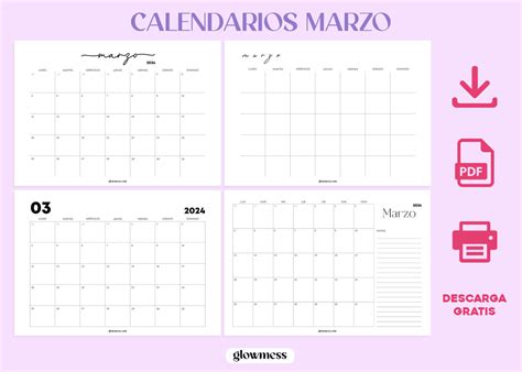 Calendario Marzo 2024 Para Imprimir Pdf Gratis Para Descargar
