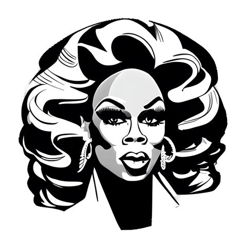 Rupaul Black And White Vector Graphic · Creative Fabrica