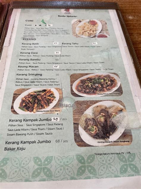 Menu At Bandar Djakarta Restaurant Jakarta Jl Pantai Indah No7