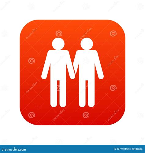 Two Men Gay Icon Digital Red Stock Vector Illustration Of Sign