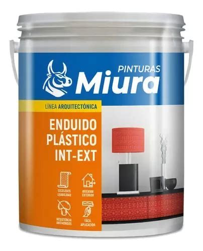 Enduído Plástico Miura Interior Exterior 1lts Blanco MercadoLibre