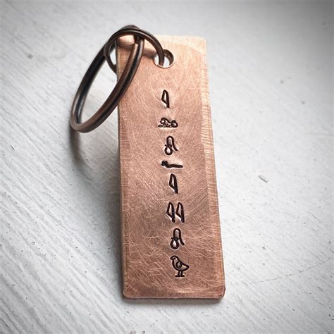 I Love You Egyptian Hieroglyphs Personalised Keychain Copper Cartouche Birthday Wedding