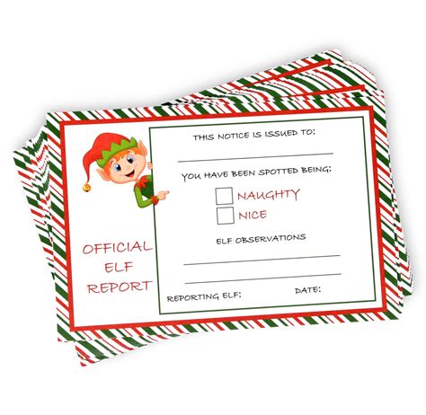 Buy 50 Pack Christmas Elf Report Cards 4 X 6 Official Elves Report