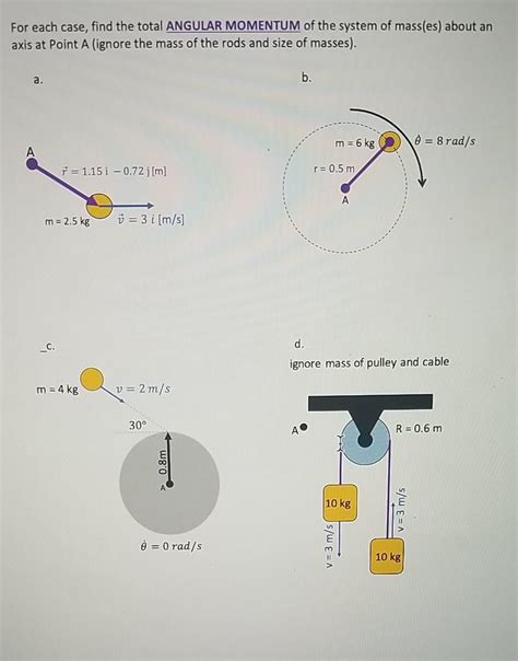 Solved For Each Case Find The Total Angular Momentum Of The