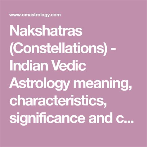 Nakshatras Constellations Indian Vedic Astrology Meaning