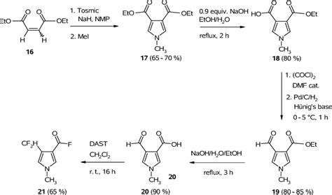 Scheme 3 Synthesis Of 4 Difluoromethyl 1 Methylpyrrole 3 Carbonyl Acid