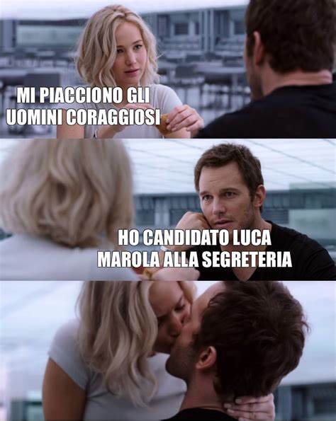 Сomics meme MI PIACCIONO GLI UOMINI CORAGGIOSI HO CANDIDATO LUCA