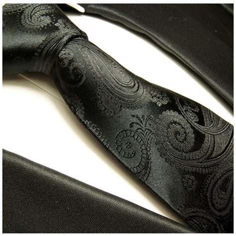 Classic Black Paisley Mens Tie And Pocket Square Paul Malone