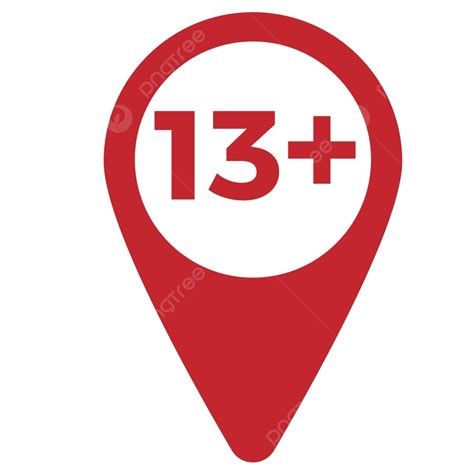 Age Restriction Red Pointer Icon With 13 Drop Symbol Vector, Sign ...