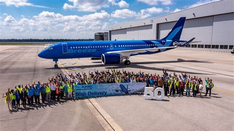 Breeze Takes Delivery Of The 50th Airbus A220 Built In The United States