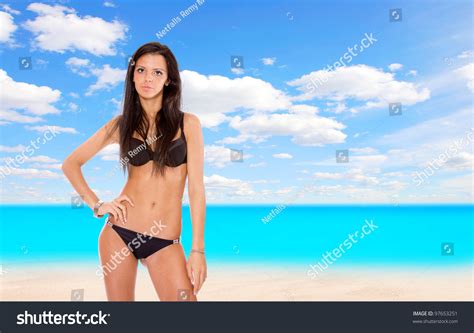 Sexy Bikini Model Over Sea Background Stock Photo 97653251 Shutterstock