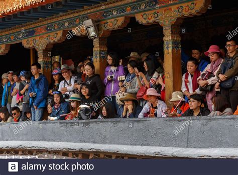 Tourists Watching A Performance At Jokhang Temple The Temple Is The