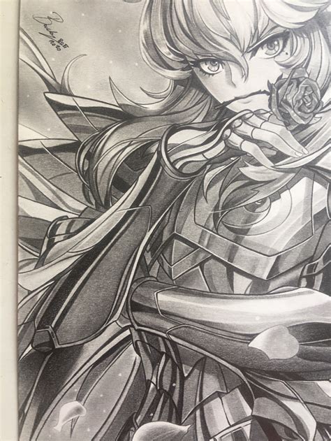 Saint Seiya Original Graphite Pencil Drawing Of Pisces Etsy