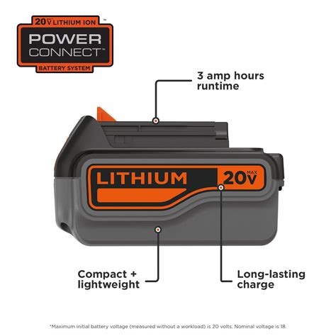 Black Decker 20v Max Powerconnect Lithium Ion Battery Pk Lbxr20 Ope2 Cordless Tool Battery