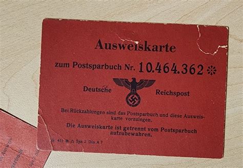 Nazi Germany Third Reich Reichspost Nsdap Ausweiskarte Lot X 2 Ww2 Wwii German Europe