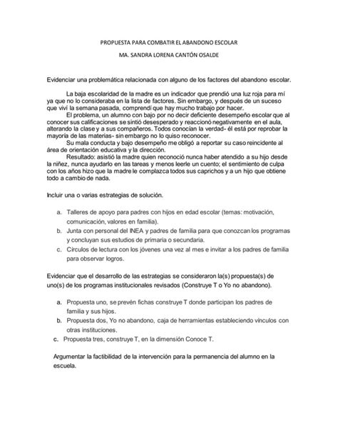 Propuesta Para Combatir El Abandono Escolar PDF