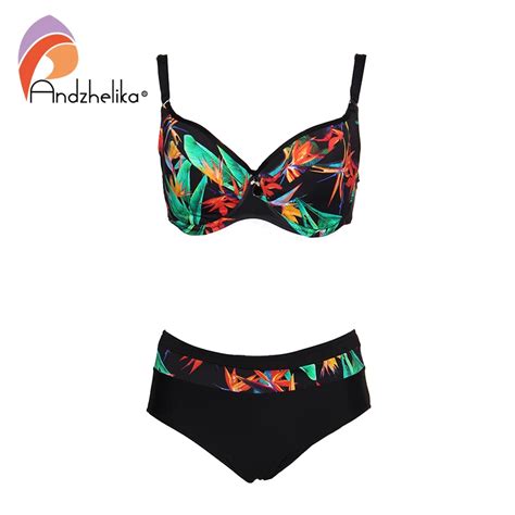 Andzhelika 2019 Sexy Print Plus Size Bikinis Women Swimsuit Underwire G Cups Bikini Set Swimwear