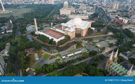 Aerial View Of Istiqlal Mosque It Is The Largest Mosque In Southeast