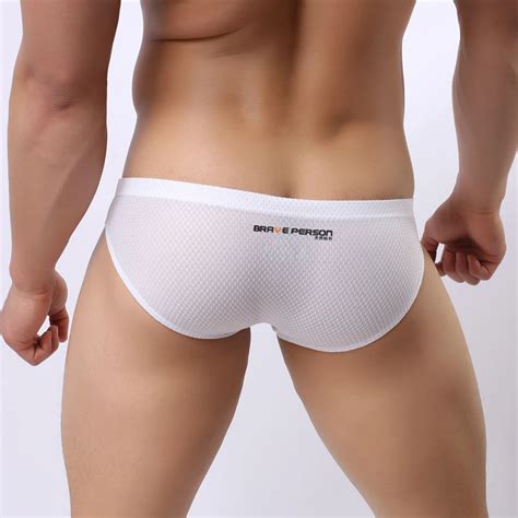 Jacquard Breathable Mens Briefs Bikini Low Rise Ball Pouch Sexy Man