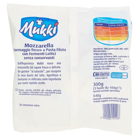 Mukki Mozzarella Con Fermenti Lattici 3 X 100 G Everli