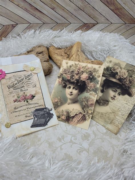 Altered Glassine Bag Victorian Journal Cards Etsy