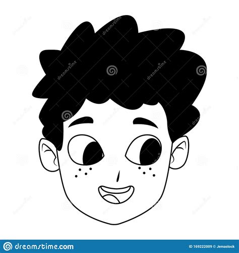 Happy Boy Smiling Face Icon Over White Background Stock Vector