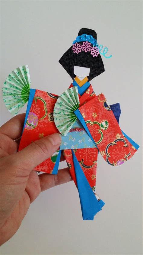 Origami Washi Ningyo Traditional Japanese Kimono Paper Doll Bookmark