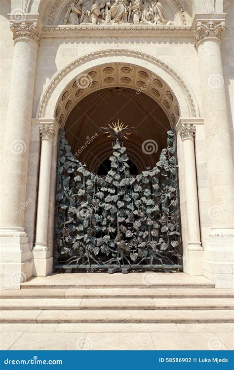 Iron Gate Of St Peter And St Paul Basilica In Pecs Hungary Stock