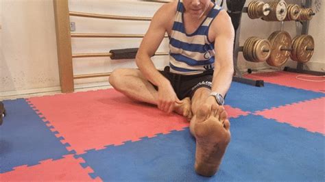 Chris Barefoot Gym Workout Stretching 4k Ladsfeet And Tickling Clips4sale