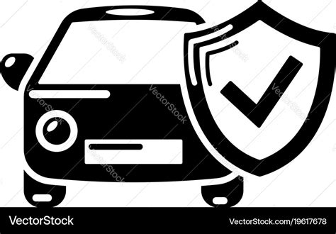 Insurance Car Icon Simple Black Style Royalty Free Vector