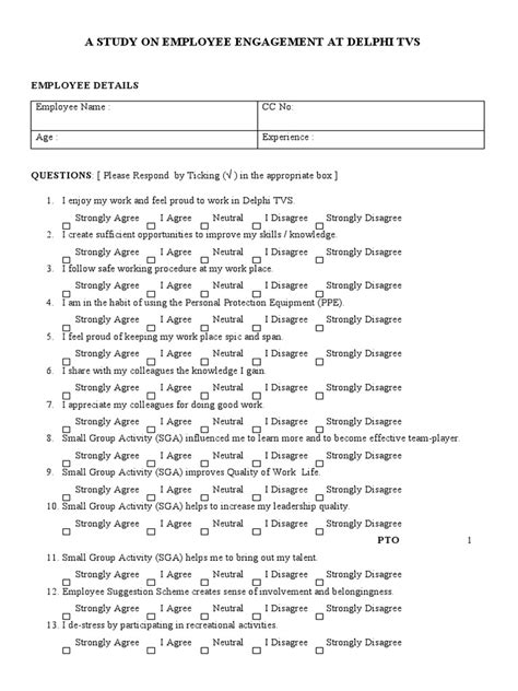 Employee Engagement Questionnaire | PDF