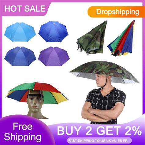 Portable Rain Umbrella Hat Army Green Foldable Outdoor Pesca Sun Shade